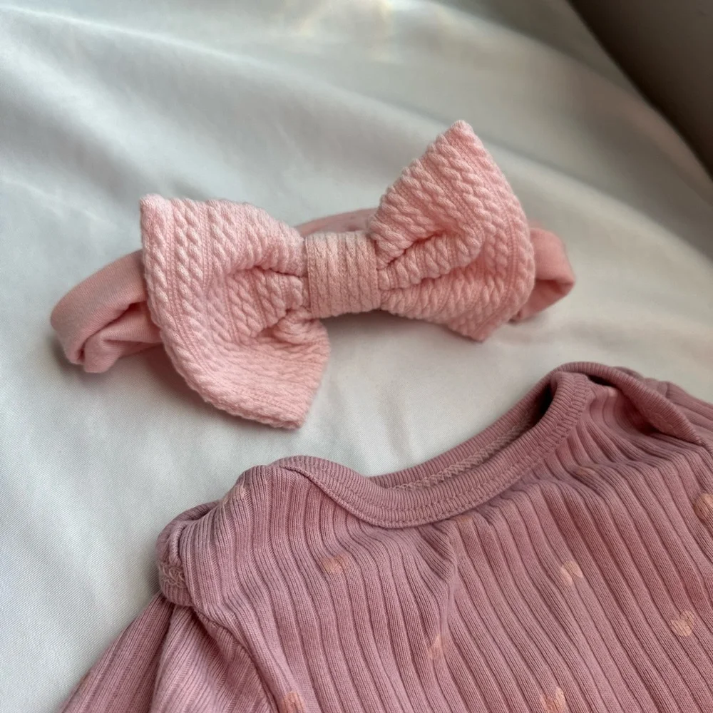 Pink baby outfit set